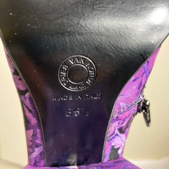 Dries Van Noten Floral Satin Purple & Black Boots - Picture 5 of 9